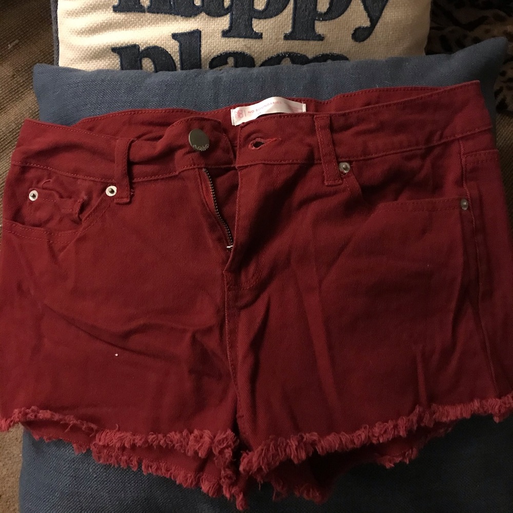 No Boundaries Juniors Dark Red Shorts